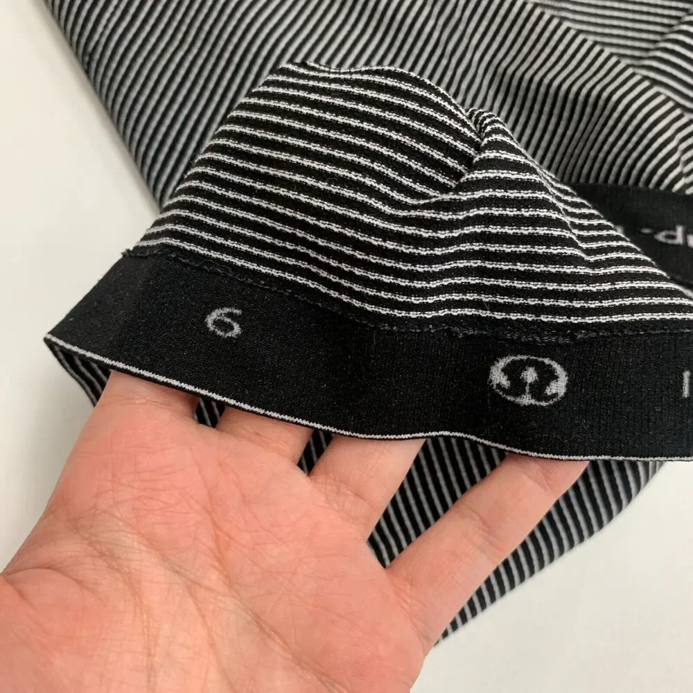 Lululemon Swiftly Tee Womens 6 Black White Stripe Long Sleeve Thumbholes Shirt